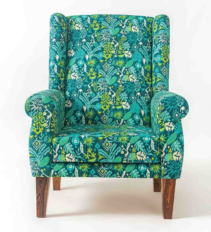 Buy The Fabric Wing Chair in Tropical Ikkat Design Colour by Chumbak