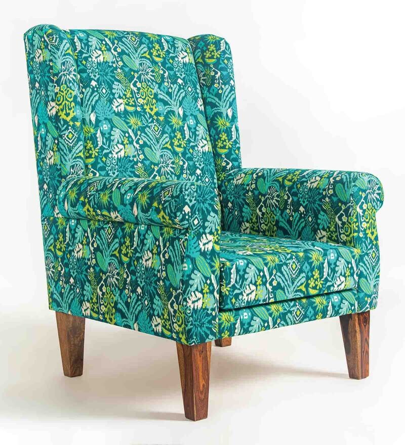 Buy The Fabric Wing Chair in Tropical Ikkat Design Colour by Chumbak