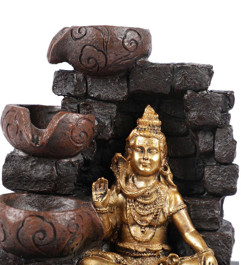 Buy Brown The Great Lord Shiva Blessings Table Top Water Fountain by