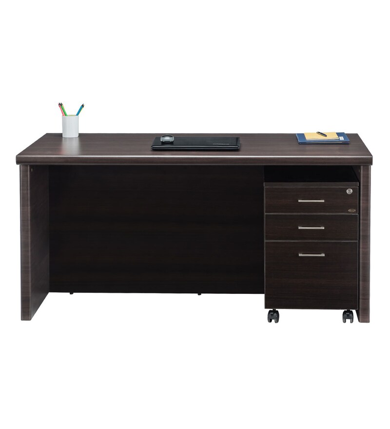 Buy Theon Office Table in Smoke Oak Finish by Durian Online Executive Desks Office Tables