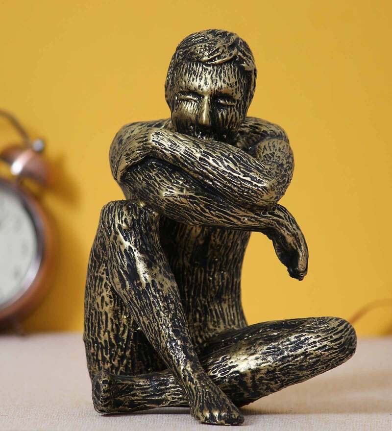 Buy Thinking Man Polyresin Human Figurine by eCraftIndia Online Human