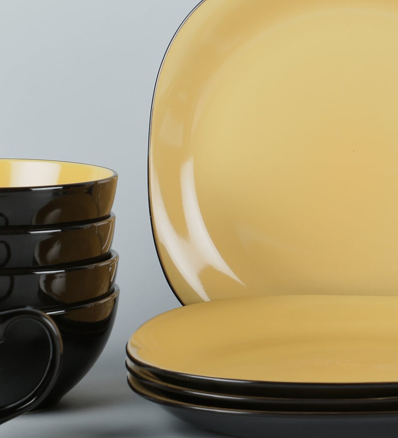 Buy Thomson Bali Latte Yellow Stoneware Breakfast Set Set of 16