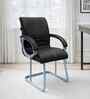 Thanos Leatherette Cantilever Chair In Black Colour