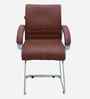 Thanos Leatherette Cantilever Chair In Brown Colour