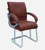 Thanos Leatherette Cantilever Chair In Brown Colour
