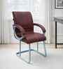 Thanos Leatherette Cantilever Chair In Brown Colour