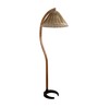 Beige Silk Shade Club Floor Lamp With Wood Base