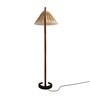 Beige Silk Shade Club Floor Lamp With Wood Base