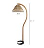 Beige Silk Shade Club Floor Lamp With Wood Base