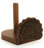 The Dancing Peacock Brown Sheesham Wood Table Tissue Roll Dispenser