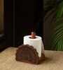 The Dancing Peacock Brown Sheesham Wood Table Tissue Roll Dispenser