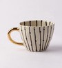 B&W Stripe Cup With Golden Handel Ceramic 200ML (Set of 6) Tea Cup