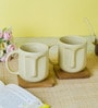 Beige  Face  Ceramic 300 ml (Set of 2) Coffee Mug
