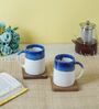 White And Blue Ceramic (Set of 2) Coffee Mug