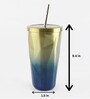 Gold Blue Hue Diamond Stainless Steel Tumbler with Straw (LxBxH Stainless Steel 700ml  Sipper