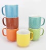 vertical textured Multicolour s (180 ml, Pack of 6)(vibrant) Ceramic 300 (Set of 6) Tea Cup