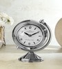 The Etched World Table Clock in Silver