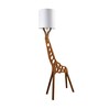 Canvas White Cotton Shade Novelty Floor Lamp With Wood Base