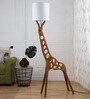 Canvas White Cotton Shade Novelty Floor Lamp With Wood Base