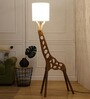 Canvas White Cotton Shade Novelty Floor Lamp With Wood Base