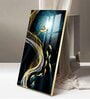 The Golden Swim Glass Finish Vertical Wall Art