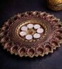 Antique Terracotta 21 Diya Thali (Gold)