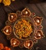 Traditional Terracotta 7 Diya Plate (Gold)