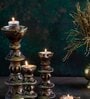 Traditional Terracotta Gold Diya (Candle) Stand (Pack Of 3)