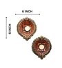 Swastik Terracotta Gold Large Diya Set (Pack Of 2)