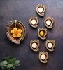 Mando Terracotta Gold Diya Set (Pack Of 10)