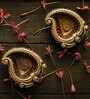 Mando Terracotta Gold Diya Set (Pack Of 10)