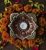 Square Terracotta Gold Diya Set (Pack Of 2)