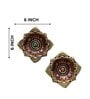 Square Terracotta Gold Diya Set (Pack Of 2)