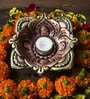 Square Terracotta Gold Diya Set (Pack Of 2)