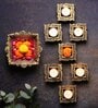Swastik Terracotta Gold Diya Set (Pack Of 10)