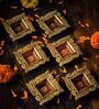 Swastik Terracotta Gold Diya Set (Pack Of 10)