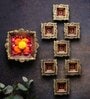 Swastik Terracotta Gold Diya Set (Pack Of 10)
