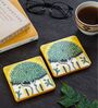 The Indo-Rome Tree Multicolour (4 x 4 Inches) Marble (Set of 2) Coasters