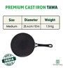 Pre Seasoned Black 25 cm Cast Iron Dosa Tawa With Free Wooden Flip