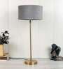 Confined Grey Velvet Shade Night Lamp With Iron & Brass Base