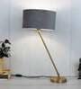 Confined Grey Velvet Shade Night Lamp With Iron & Brass Base