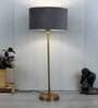 Confined Grey Velvet Shade Night Lamp With Iron & Brass Base