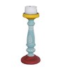 Blue Wood Table Candle Holder