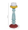 Blue Wood Table Candle Holder