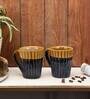 The Mug Shot 250ml Mustard & Brown Ceramic (Set of 2) Coffee Mug