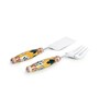 The Mughal Patti Yellow & Brown Stainless Steel (Set of 2) Cake Serving Fork & Scraper