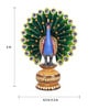 The Nodding Head Multicolored and Gold Wooden Big Dancing Peacock Figurine
