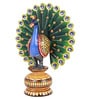 The Nodding Head Multicolored and Gold Wooden Big Dancing Peacock Figurine