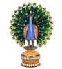 The Nodding Head Multicolored and Gold Wooden Big Dancing Peacock Figurine