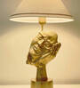 Antique Brass Finish Metal Design Peace The Face Table Lamp